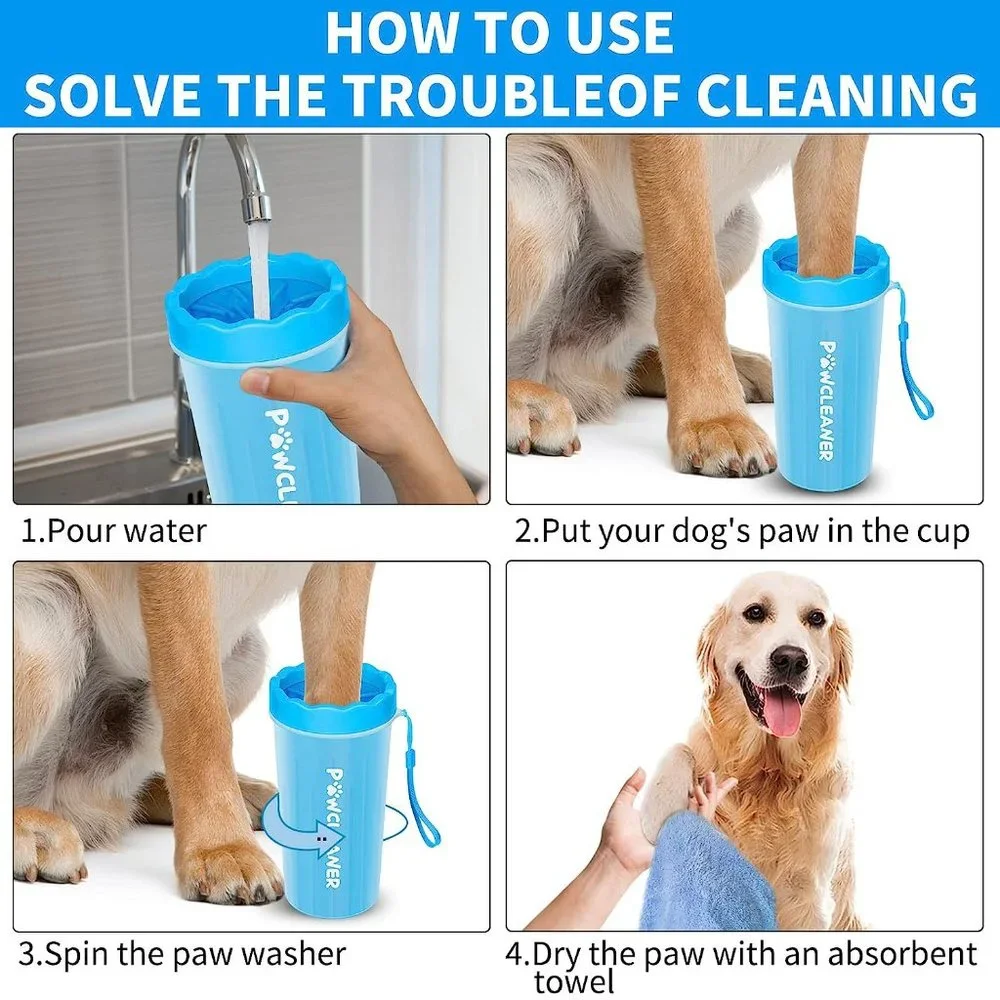 LARGE Dog Paw Cleaner  2PCSDog Bath Brush  3 Absorbent Towels, Paw Cleaner
